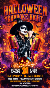 Purple Halloween Karaoke Night Instagram Story Template