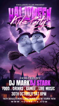 Purple Maximalist Halloween Kids Party Instagram Story template