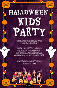 Lilla Halloween Kids Party Tabloid Template