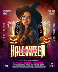 Purple Maximalist Halloween Night Party Instagram Portrait template