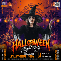 Black Halloween Nightclub Party Instagram na Post Template