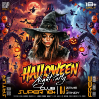 Purple Halloween Nightclub Party โพสต์บน Instagram Template