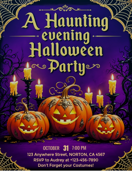 Purple Maximalist Halloween Party Flyer Template | PosterMyWall