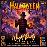 Purple Halloween Night Party Сообщение Instagram Template
