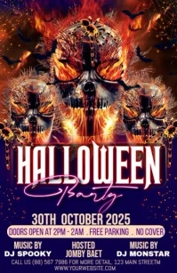 Purple Maximalist Halloween Party Half Page Wide template