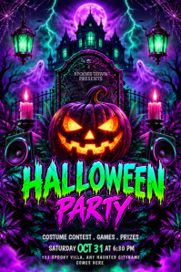 Purple Halloween Party Poster Template