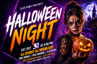 Purple Halloween Party Плакат Template