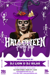 Purple Maximalist Halloween Party Time  Poster Plakat template