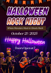 Violet Halloween Rock Night A1 Template