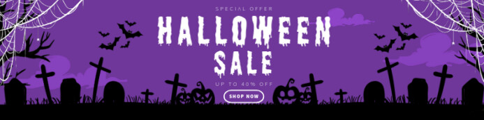 Purple Maximalist Halloween Sale Banner 2' × template