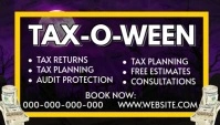 Purple Maximalist Halloween Tax Prep Business Card template