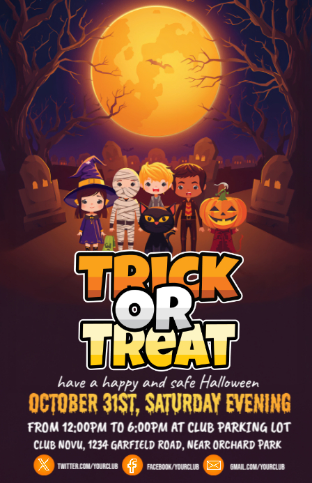 Copy of Purple Maximalist Halloween Trick Or Treat Design Template ...