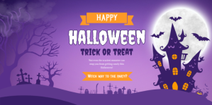 สีม่วง Purple Maximalist Halloween Trick Or Treat Ev แบนเนอร์ Eventbrite Template