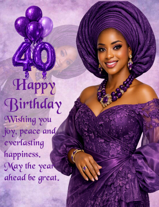 Purple Maximalist Happy 40th Birthday Flyer Template | PosterMyWall