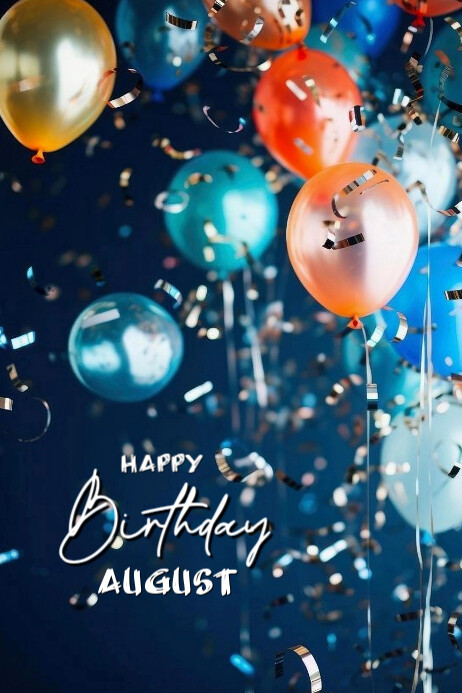 Purple Maximalist Happy Birthday August  Banner 4' × 6' template