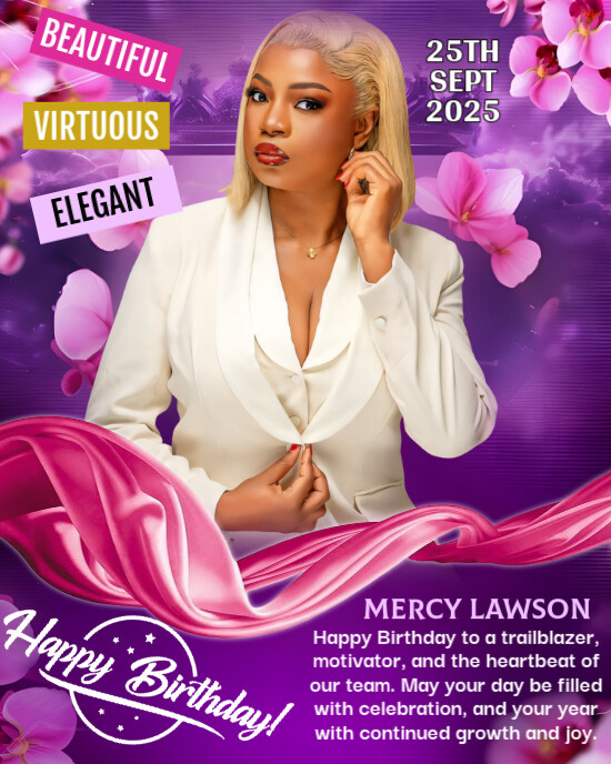 Purple Maximalist Happy Birthday Card Instagram Portrait template