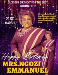 Purple Maximalist Happy Birthday Flyer  Flyer (us Letter) template
