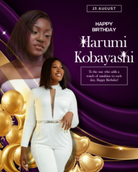 Purple Maximalist Happy Birthday Instagram Portrait template