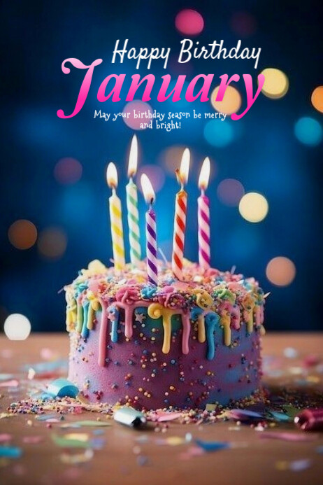 Purple Maximalist Happy Birthday January Banner 4' × 6' Template ...