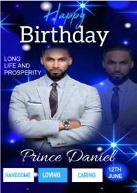 Purple Maximalist Happy Birthday Photos Flyer A6 template