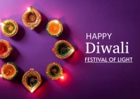 Purple Maximalist Happy Diwali  Postcard Открытка template