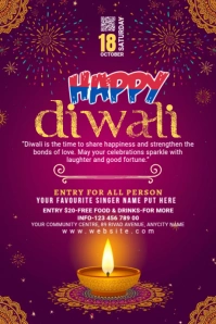 Purple Maximalist Happy Diwali Tumblr Graphic template