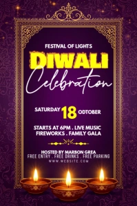 Purple Maximalist Happy Diwali Tumblr Graphic template