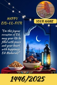 Purple Maximalist Happy Eid-ul-fitr Template 2025 Pinterest Graphic