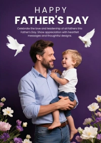Purple Maximalist Happy Father's Day Flyer Or Poster Template A5