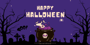 紫色 Purple Maximalist Happy Halloween Eventbrite Banner Eventbrite-banner Template