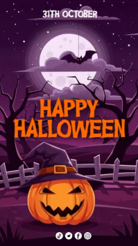 Purple Maximalist Happy Halloween Poster Instagram Story template