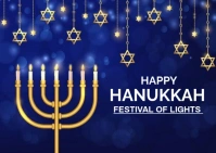 Purple Maximalist Happy Hanukkah Festival Of Lights  Postcard ไปรษณียบัตร template