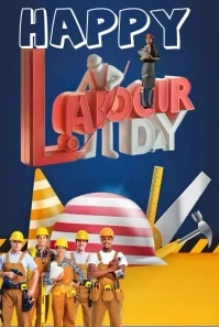 Purple Maximalist Happy Labour Day Pinterest template