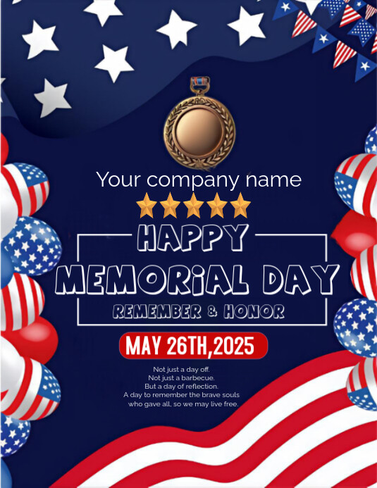 Purple Maximalist Happy Memorial Day 2025 Flyer (us Letter) template