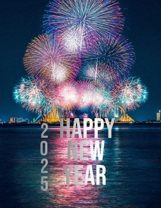 Purple Maximalist Happy New Year 2025 Flyer (us Letter) Template
