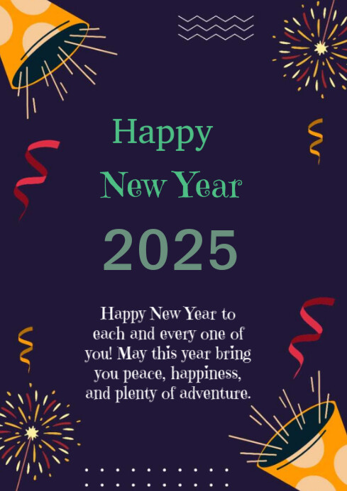 Plantilla de Purple Maximalist Happy New Year A4 | PosterMyWall