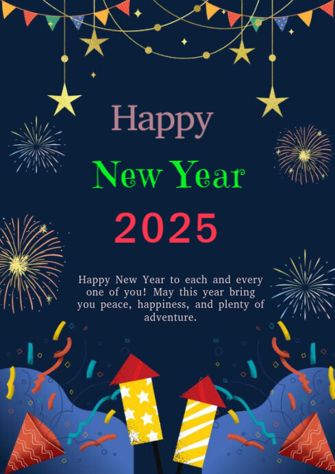 Purple Maximalist Happy New Year A4 Template | PosterMyWall