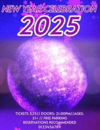 Purple Maximalist Happy New Year Flyer (us Letter) template