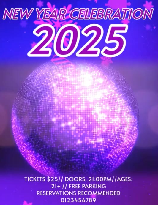 Purple Maximalist Happy New Year Flyer (us Letter) Template | PosterMyWall