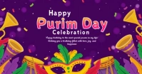 Purple Maximalist Happy Purim  Facebook Shared Image template