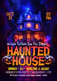 Purple Maximalist Haunted House A5 template