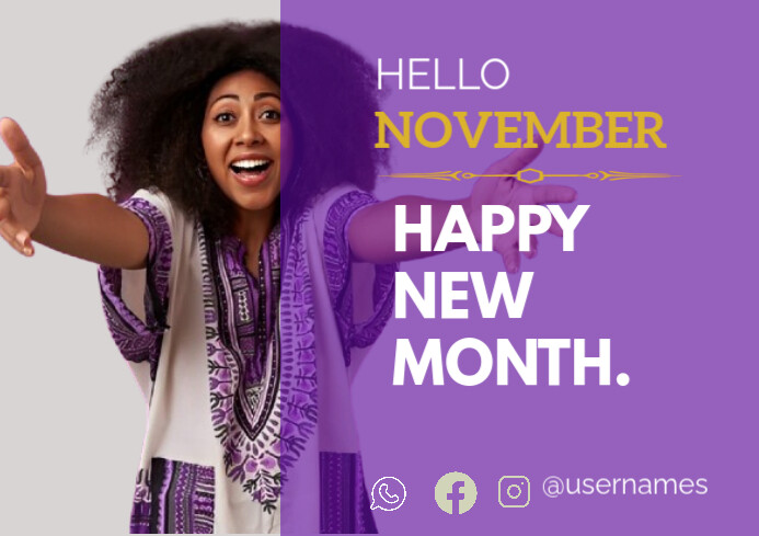 Purple Maximalist Hello New Month  A4 template