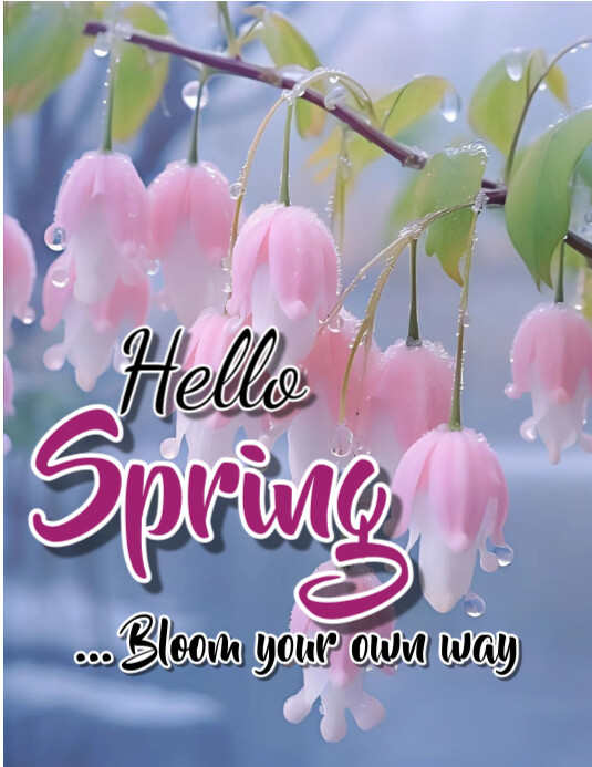Purple Maximalist Hello Spring Design Template Flyer (us Letter ...