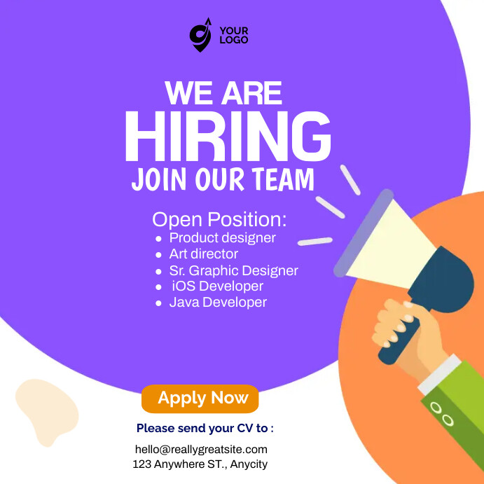 Purple Maximalist Hiring Instagram Post Template | PosterMyWall