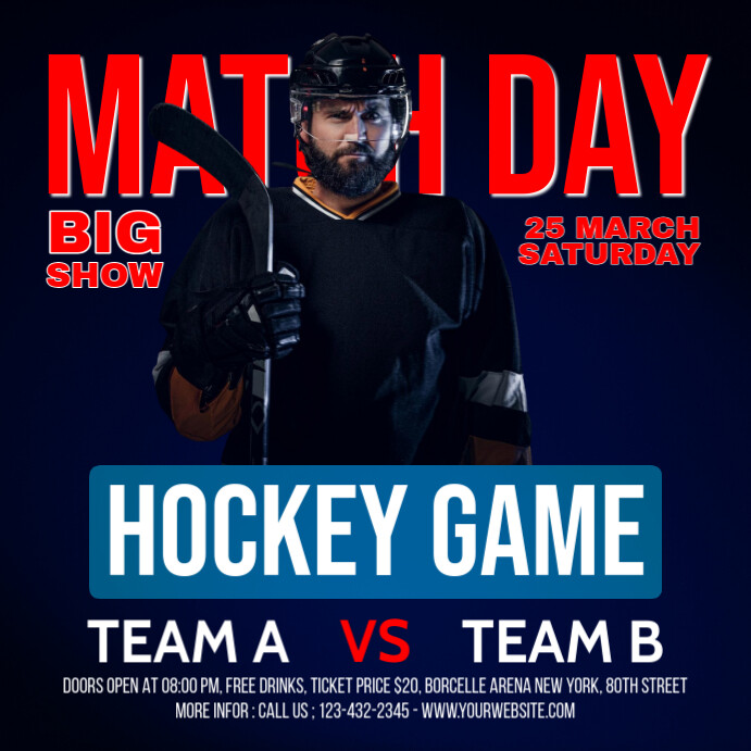 Purple Maximalist Hockey Match Day Instagram Post template