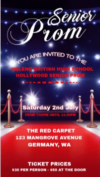 Purple Maximalist Hollywood Senior Prom Party Invitation Template Instagram Story