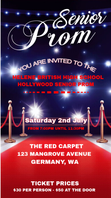Purple Maximalist Hollywood Senior Prom Party Invitation Template Instagram Story