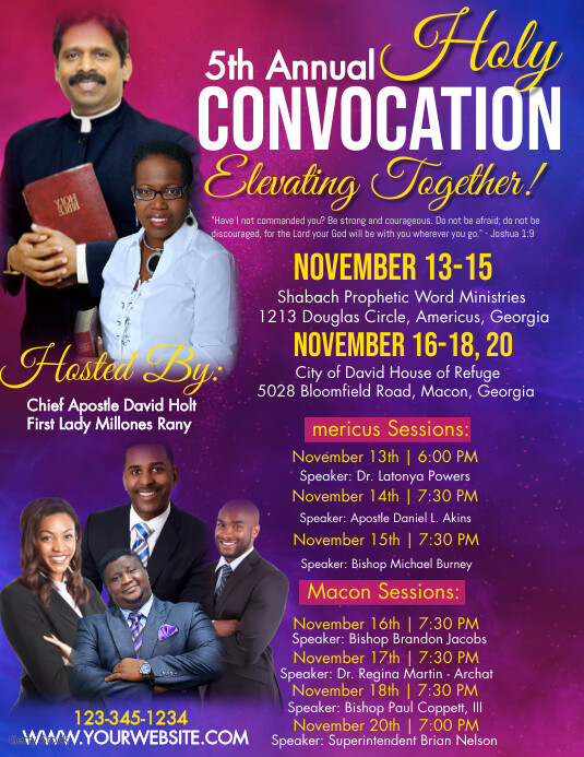 Purple Maximalist Holy Convocation Flyer (us template