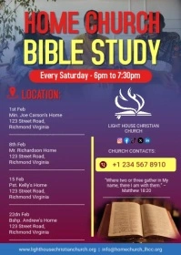 Purple Maximalist Home Church Bible Study Poster A6 template