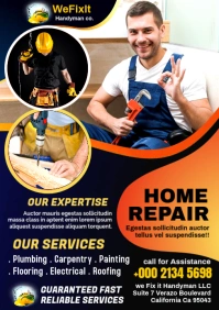 Purple Maximalist Home Repair  &renovation Flyer A5 template